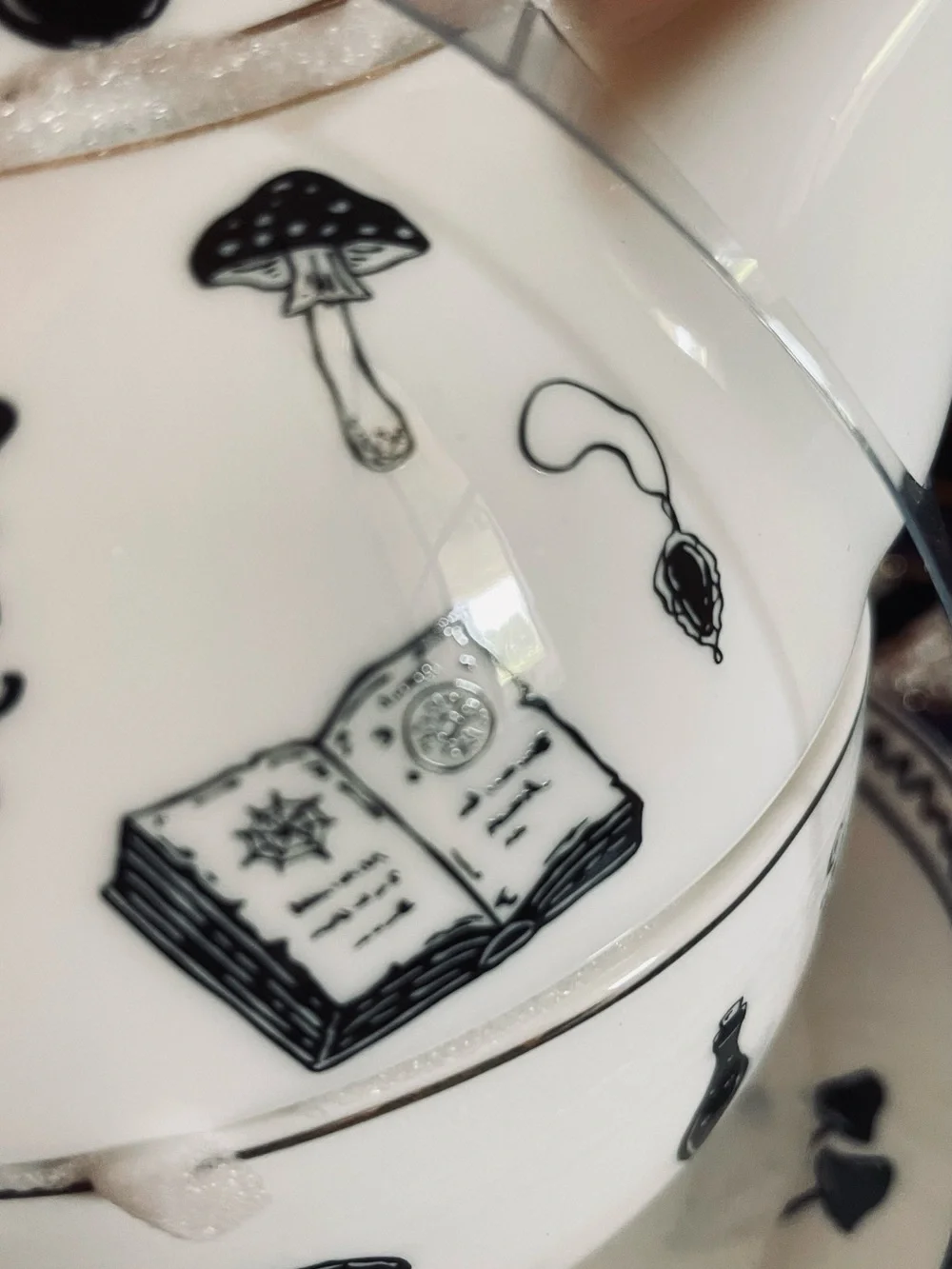 GRACE TEAWARE NWT Porcelain Witch Silhouette Tea For One Teapot Stacking Set